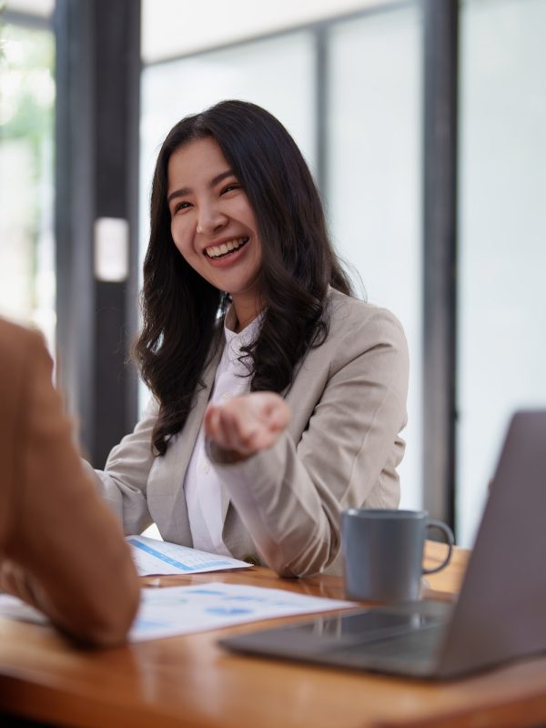 Group of business consultant working management big data and analyze financial document of company