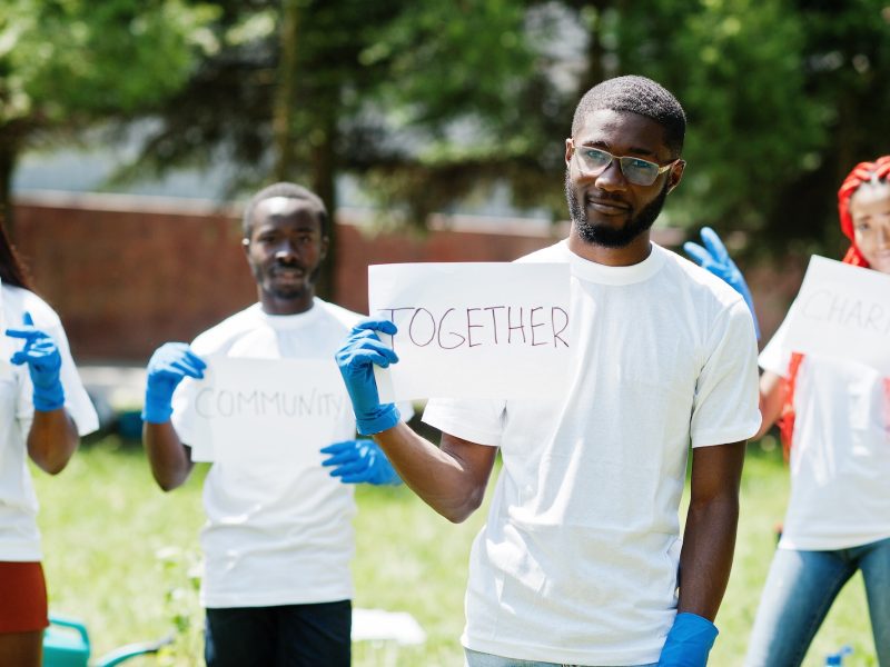 Africa volunteering, charity, people and ecology