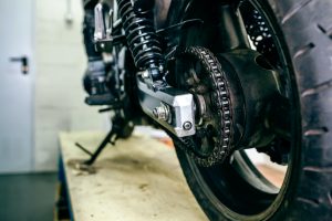 Detail of wheel of customized motorcycle