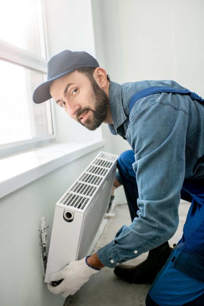 Workman mounting radiator